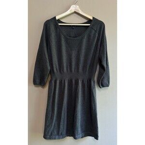 Gap Sweater Dress Women's Large Gray‎ Long Sleeve Rabbit Hair Blend Ribbed Soft